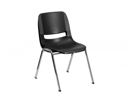 BLNK™ HERCULES Series Ergonomic Shell Stack Chair - Black/Chrome, 14"H Seat