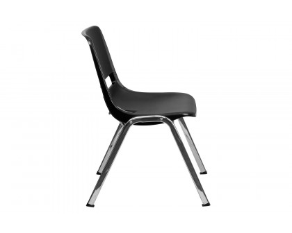 BLNK™ HERCULES Series Ergonomic Shell Stack Chair - Black/Chrome, 14"H Seat