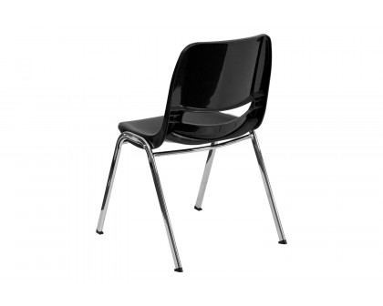 BLNK™ HERCULES Series Ergonomic Shell Stack Chair - Black/Chrome, 14"H Seat