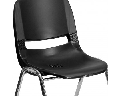 BLNK™ HERCULES Series Ergonomic Shell Stack Chair - Black/Chrome, 14"H Seat