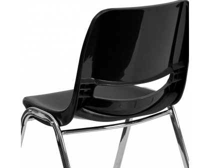 BLNK™ HERCULES Series Ergonomic Shell Stack Chair - Black/Chrome, 14"H Seat