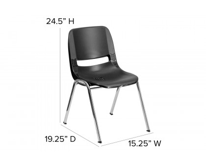 BLNK™ HERCULES Series Ergonomic Shell Stack Chair - Black/Chrome, 14"H Seat