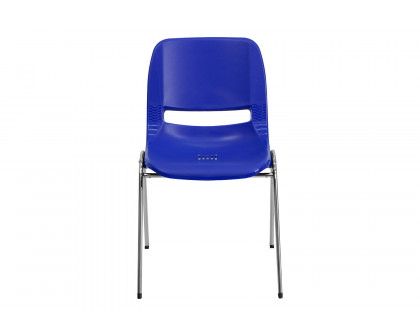 BLNK HERCULES Series Ergonomic Shell Stack Chair - Navy/Chrome, 14"H Seat