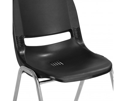 BLNK HERCULES Series Ergonomic Shell Stack Chair - Black/Chrome, 16"H Seat