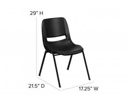 BLNK HERCULES Series Ergonomic Shell Stack Chair - Black, 16"H Seat