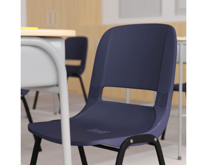 BLNK HERCULES Series Ergonomic Shell Stack Chair - Powder-Navy/Black, 16"H Seat