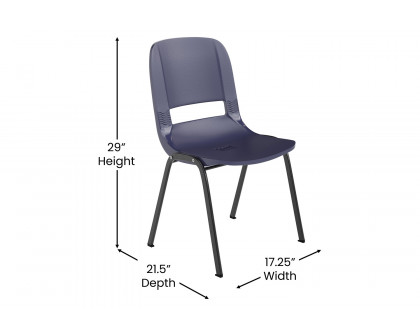 BLNK HERCULES Series Ergonomic Shell Stack Chair - Powder-Navy/Black, 16"H Seat