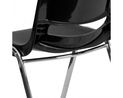 BLNK™ HERCULES Series Ergonomic Shell Stack Chair - Black/Chrome, 18"H Seat