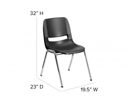 BLNK™ HERCULES Series Ergonomic Shell Stack Chair - Black/Chrome, 18"H Seat