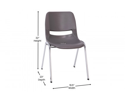 BLNK™ HERCULES Series Ergonomic Shell Stack Chair - Gray/Chrome, 18"H Seat