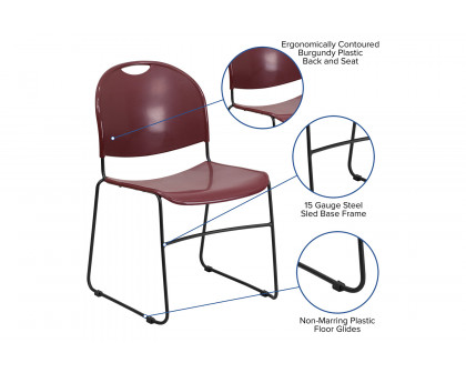 BLNK HERCULES Series Ultra-Compact Stack Chair with Black Powder Coated Frame - Burgundy