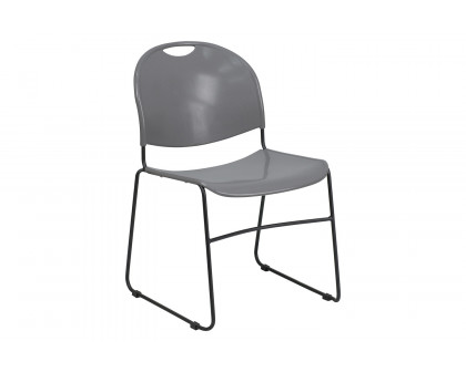 BLNK HERCULES Series Ultra-Compact Stack Chair with Black Powder Coated Frame - Gray