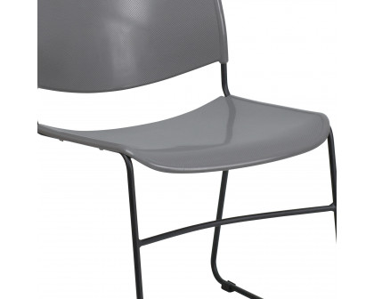 BLNK HERCULES Series Ultra-Compact Stack Chair with Black Powder Coated Frame - Gray