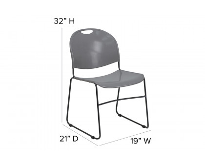 BLNK HERCULES Series Ultra-Compact Stack Chair with Black Powder Coated Frame - Gray