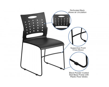 BLNK™ HERCULES Series Sled Base Stack Chair with Air-Vent Back - Black