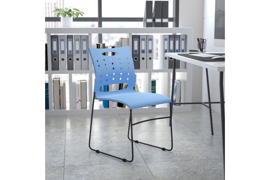 BLNK™ HERCULES Series Sled Base Stack Chair with Air-Vent Back - Blue