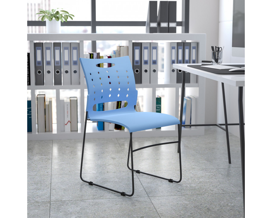 BLNK HERCULES Series Sled Base Stack Chair with Air-Vent Back - Blue