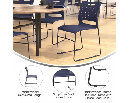 BLNK™ HERCULES Series Sled Base Stack Chair with Air-Vent Back - Navy