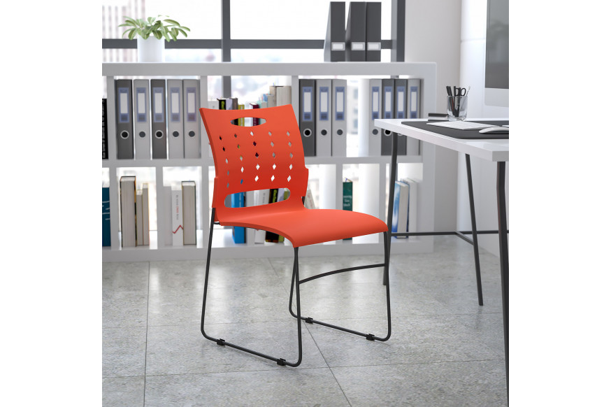 BLNK™ HERCULES Series Sled Base Stack Chair with Air-Vent Back - Orange