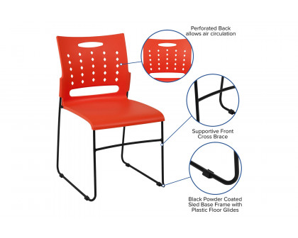 BLNK™ HERCULES Series Sled Base Stack Chair with Air-Vent Back - Orange