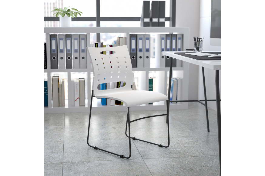 BLNK™ HERCULES Series Sled Base Stack Chair with Air-Vent Back - White