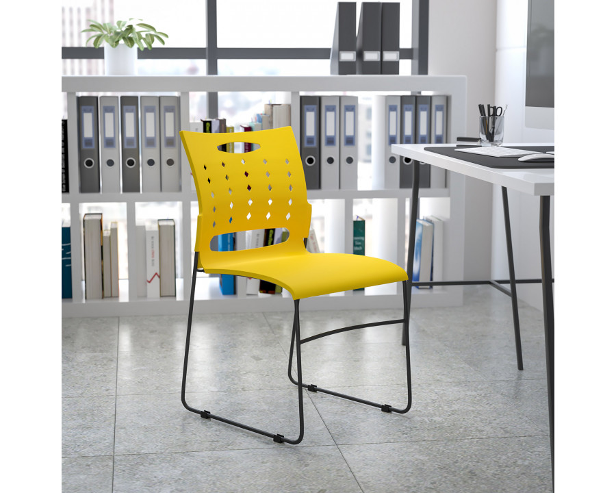 BLNK HERCULES Series Sled Base Stack Chair with Air-Vent Back - Yellow