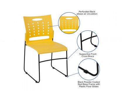 BLNK HERCULES Series Sled Base Stack Chair with Air-Vent Back - Yellow