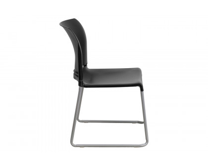 BLNK HERCULES Series Full Back Contoured Stack Chair with Gray Powder Coated Sled Base - Black