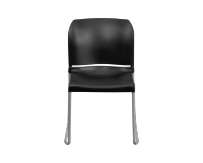 BLNK HERCULES Series Full Back Contoured Stack Chair with Gray Powder Coated Sled Base - Black