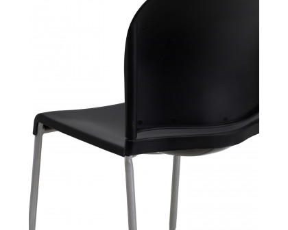 BLNK HERCULES Series Full Back Contoured Stack Chair with Gray Powder Coated Sled Base - Black