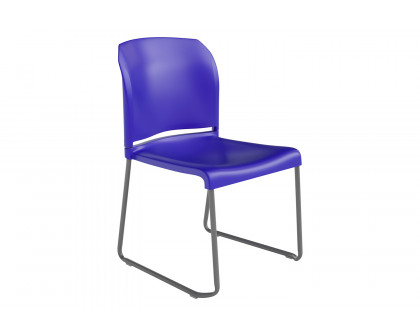 BLNK HERCULES Series Full Back Contoured Stack Chair with Gray Powder Coated Sled Base - Blue