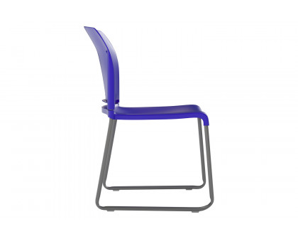 BLNK HERCULES Series Full Back Contoured Stack Chair with Gray Powder Coated Sled Base - Blue