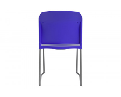 BLNK HERCULES Series Full Back Contoured Stack Chair with Gray Powder Coated Sled Base - Blue