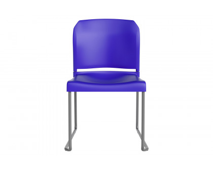 BLNK HERCULES Series Full Back Contoured Stack Chair with Gray Powder Coated Sled Base - Blue