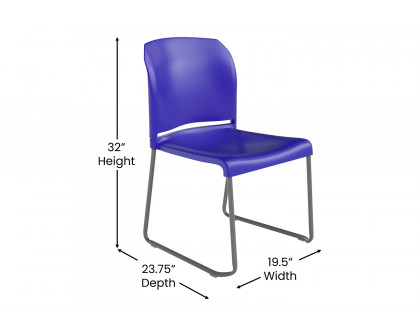 BLNK HERCULES Series Full Back Contoured Stack Chair with Gray Powder Coated Sled Base - Blue