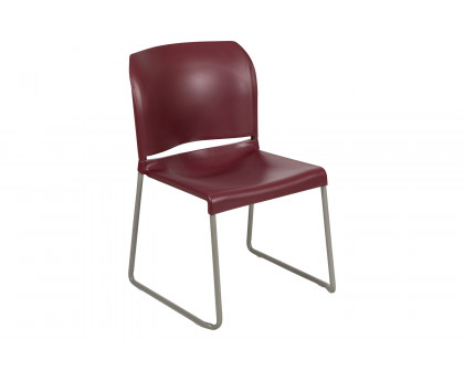 BLNK HERCULES Series Full Back Contoured Stack Chair with Gray Powder Coated Sled Base - Burgundy