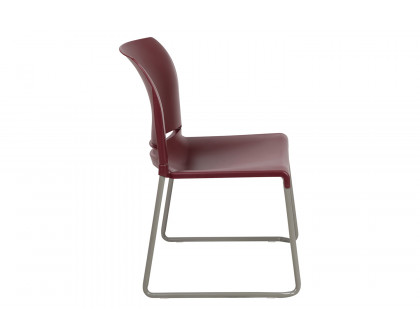 BLNK HERCULES Series Full Back Contoured Stack Chair with Gray Powder Coated Sled Base - Burgundy