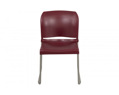 BLNK HERCULES Series Full Back Contoured Stack Chair with Gray Powder Coated Sled Base - Burgundy