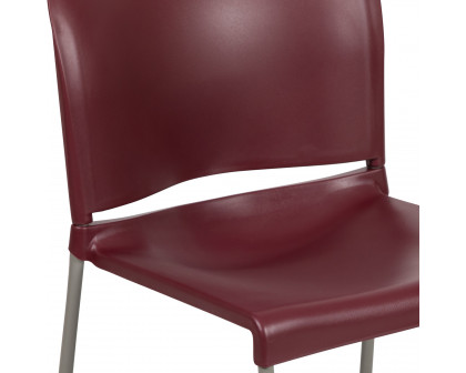 BLNK HERCULES Series Full Back Contoured Stack Chair with Gray Powder Coated Sled Base - Burgundy