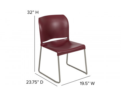 BLNK HERCULES Series Full Back Contoured Stack Chair with Gray Powder Coated Sled Base - Burgundy