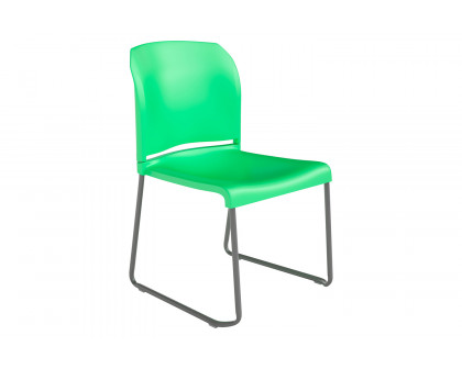 BLNK HERCULES Series Full Back Contoured Stack Chair with Gray Powder Coated Sled Base - Green