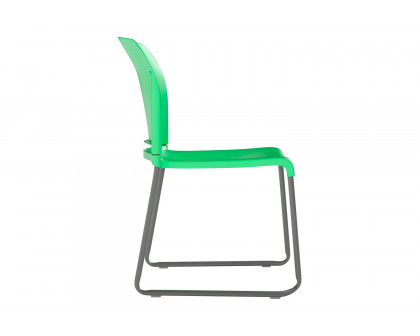 BLNK HERCULES Series Full Back Contoured Stack Chair with Gray Powder Coated Sled Base - Green