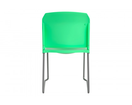 BLNK HERCULES Series Full Back Contoured Stack Chair with Gray Powder Coated Sled Base - Green