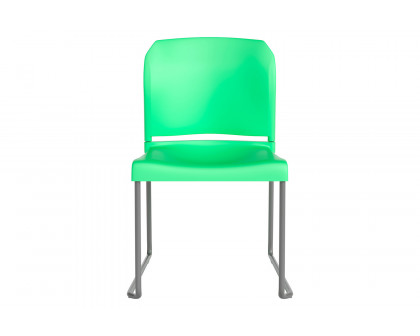 BLNK HERCULES Series Full Back Contoured Stack Chair with Gray Powder Coated Sled Base - Green