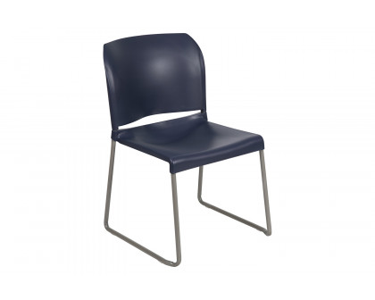 BLNK HERCULES Series Full Back Contoured Stack Chair with Gray Powder Coated Sled Base - Navy