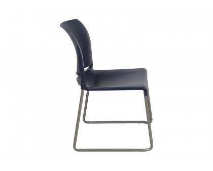 BLNK HERCULES Series Full Back Contoured Stack Chair with Gray Powder Coated Sled Base - Navy