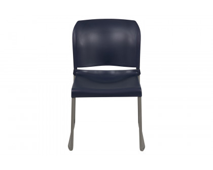 BLNK HERCULES Series Full Back Contoured Stack Chair with Gray Powder Coated Sled Base - Navy