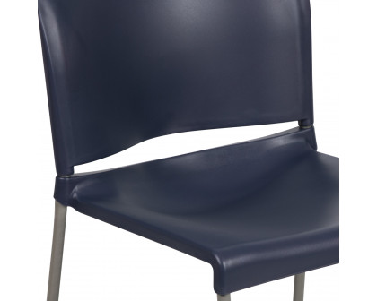 BLNK HERCULES Series Full Back Contoured Stack Chair with Gray Powder Coated Sled Base - Navy