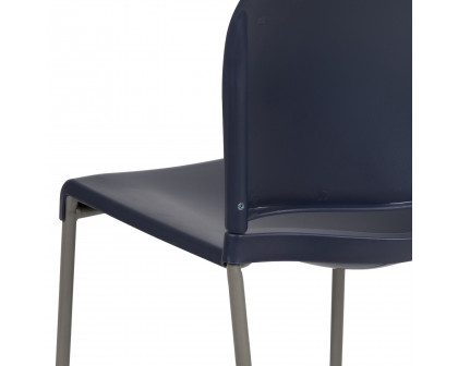 BLNK HERCULES Series Full Back Contoured Stack Chair with Gray Powder Coated Sled Base - Navy