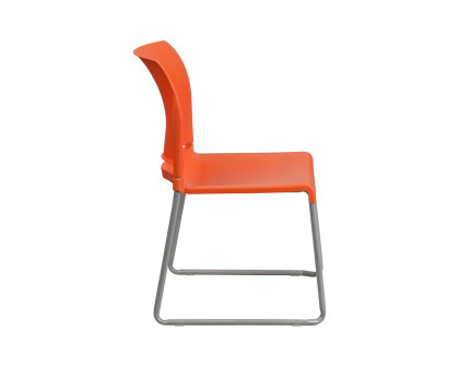 BLNK HERCULES Series Full Back Contoured Stack Chair with Gray Powder Coated Sled Base - Orange